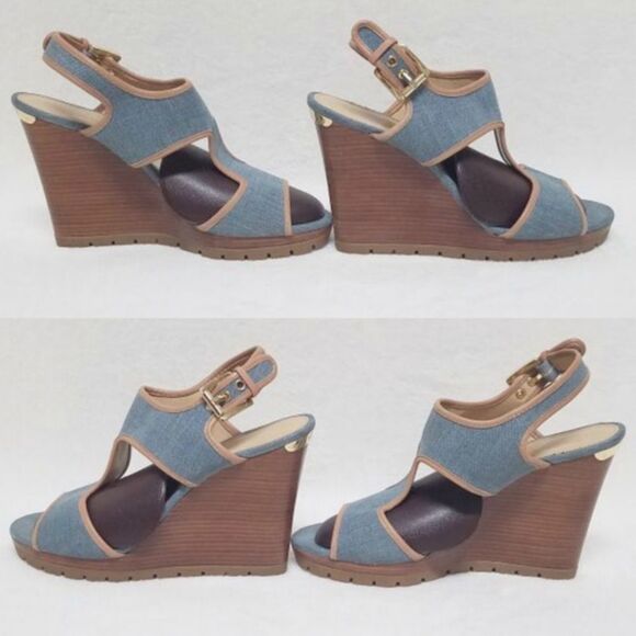 MICHAEL Michael Kors Gillian Washed Denim Wedges - Picture 3 of 9